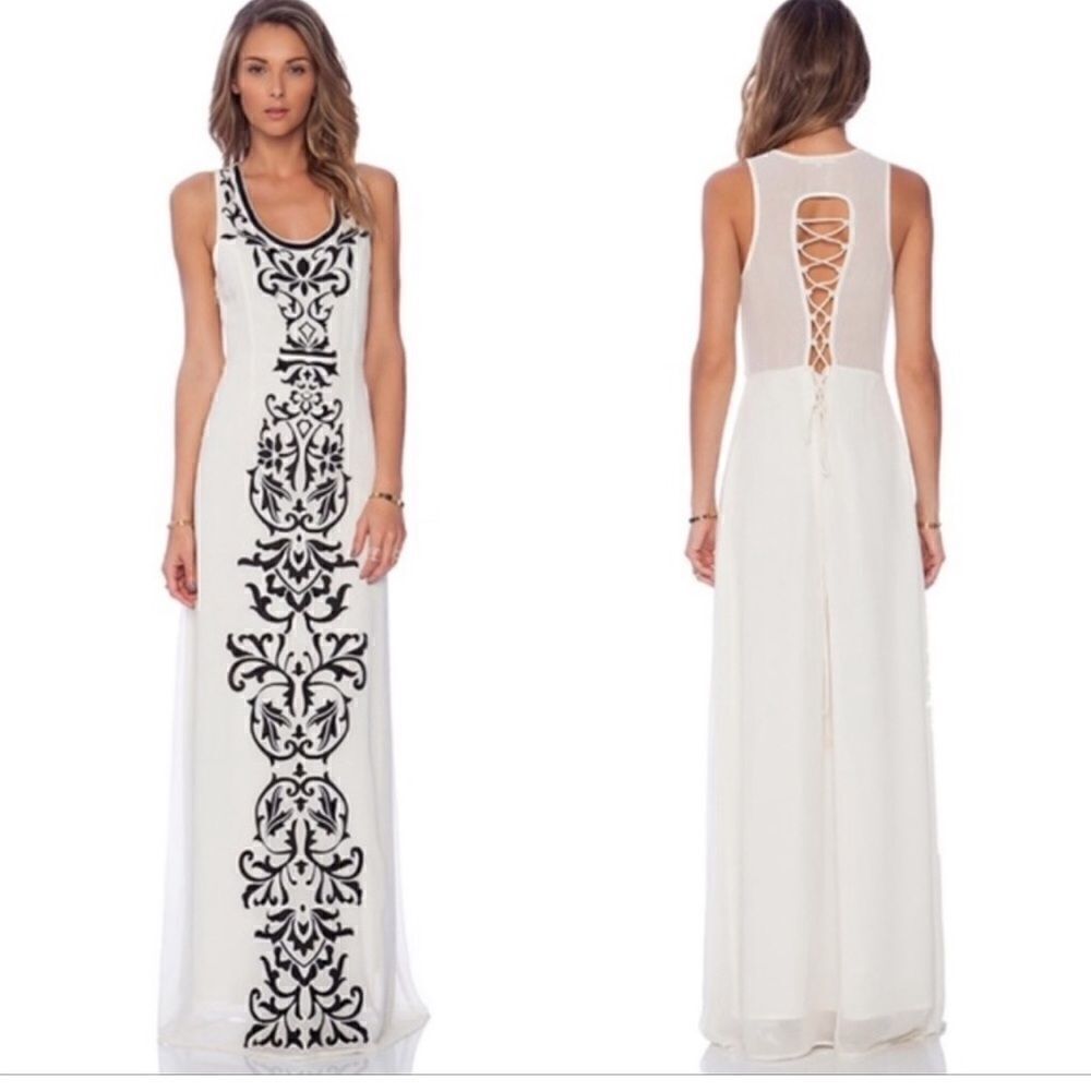 Tularosa Orphelia Applique Maxi Dress in Ivory.Size XS